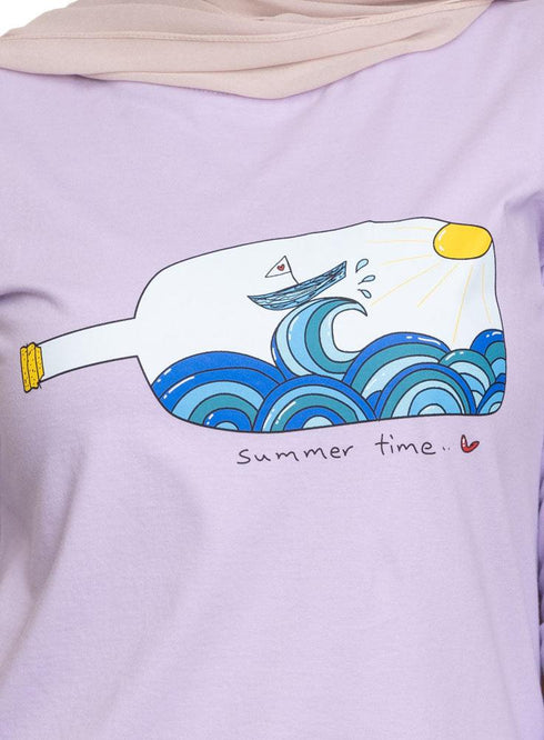 Lilac Printed Long - Sleeve Design 39 - Khotwh